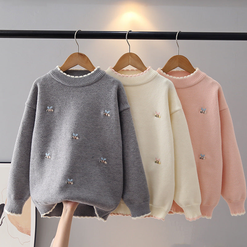 Embroidered Knit Sweater for Kids, Korean Style Pullover