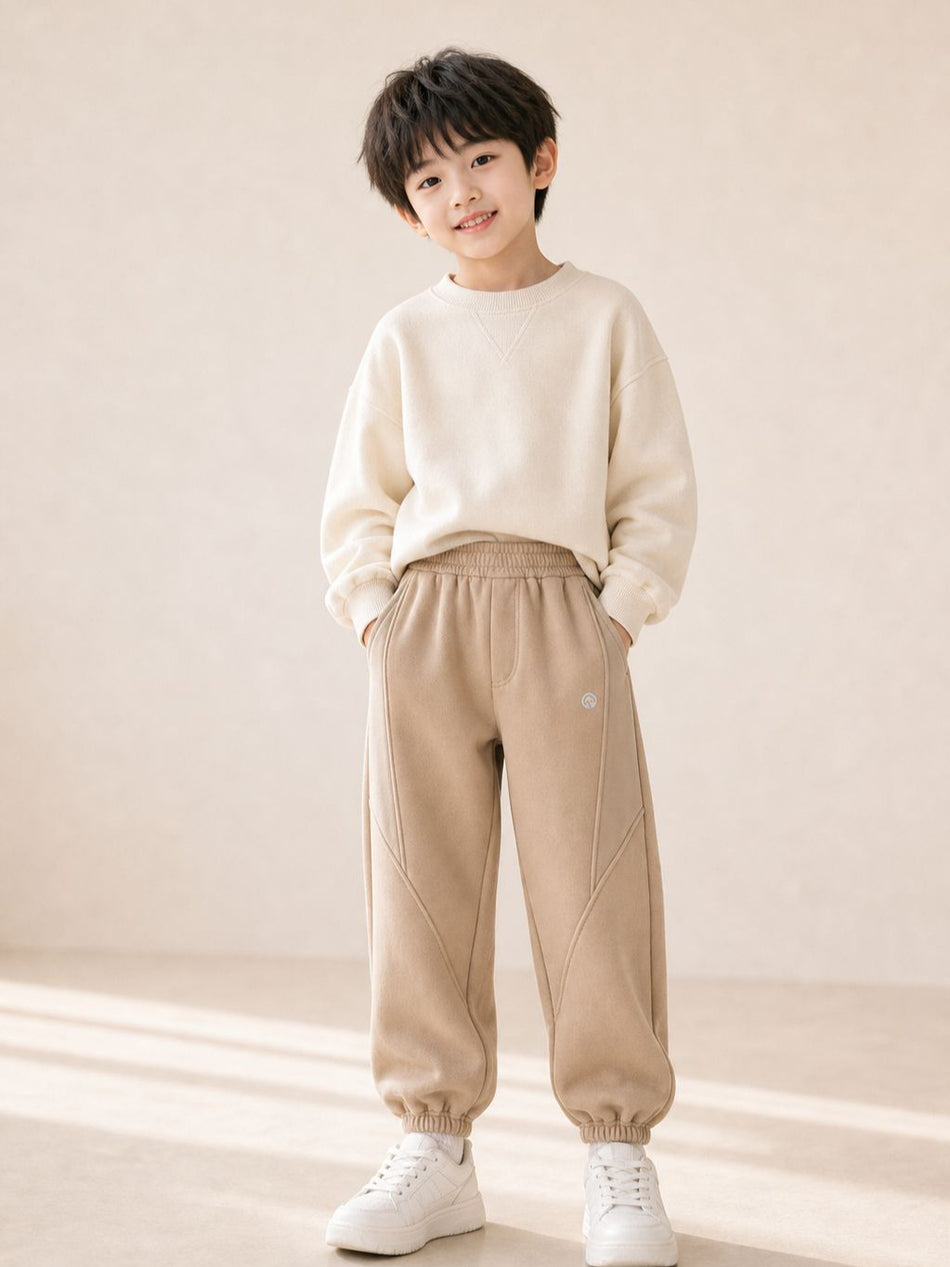Boys Patchwork Jogger Sweatpants, Cotton-Polyester Blend
