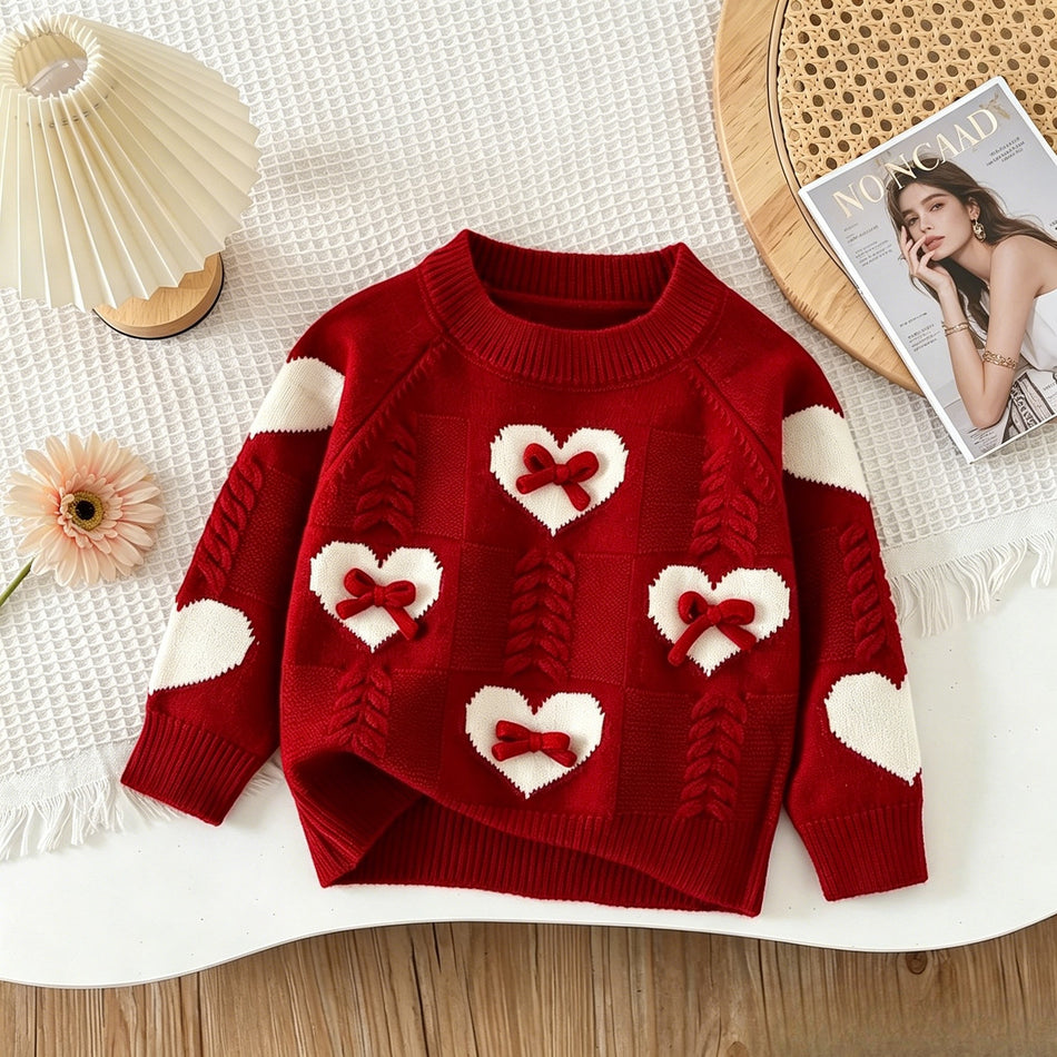Sweet Knit Pullover Set for Girls, Mesh Skirt Included