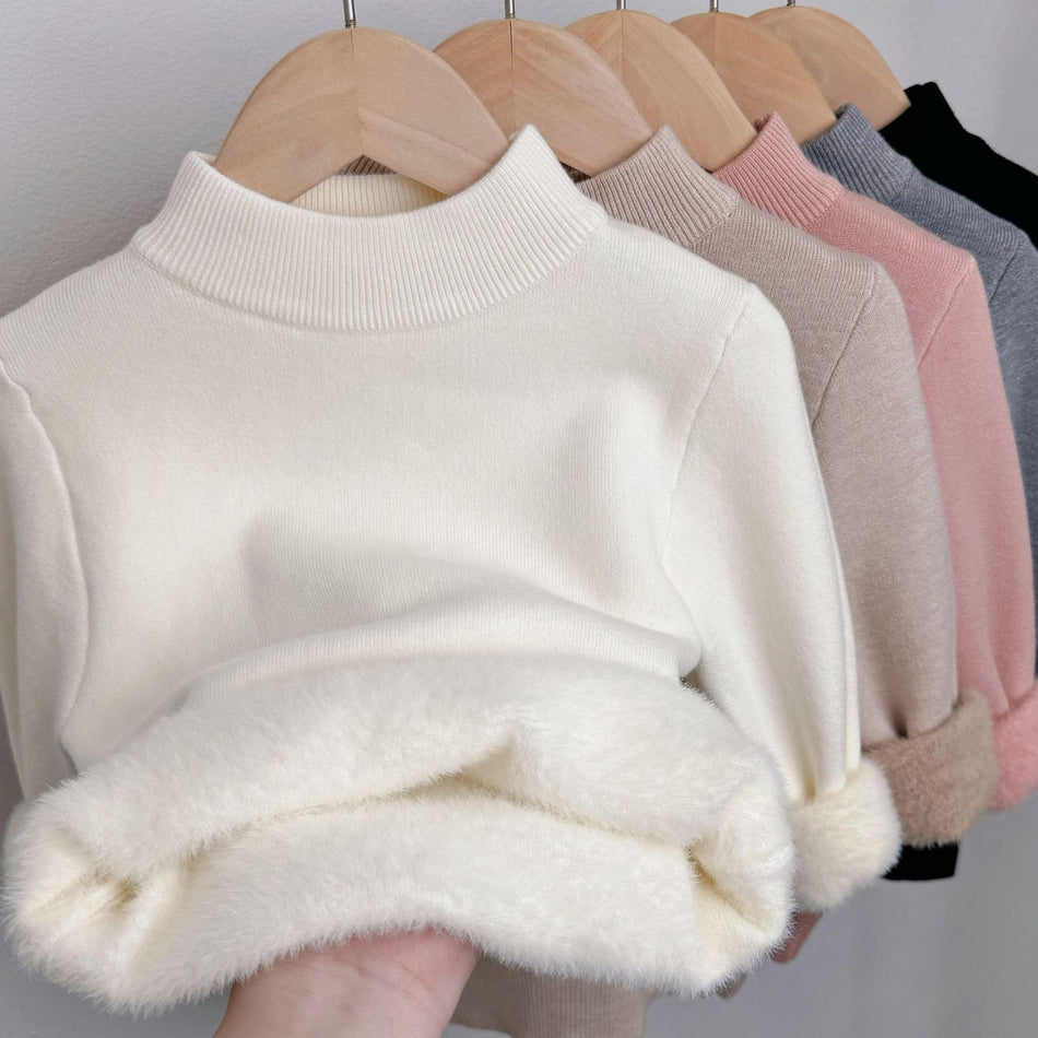 Thickened Viscose Sweater for Kids, Round Neck Pullover