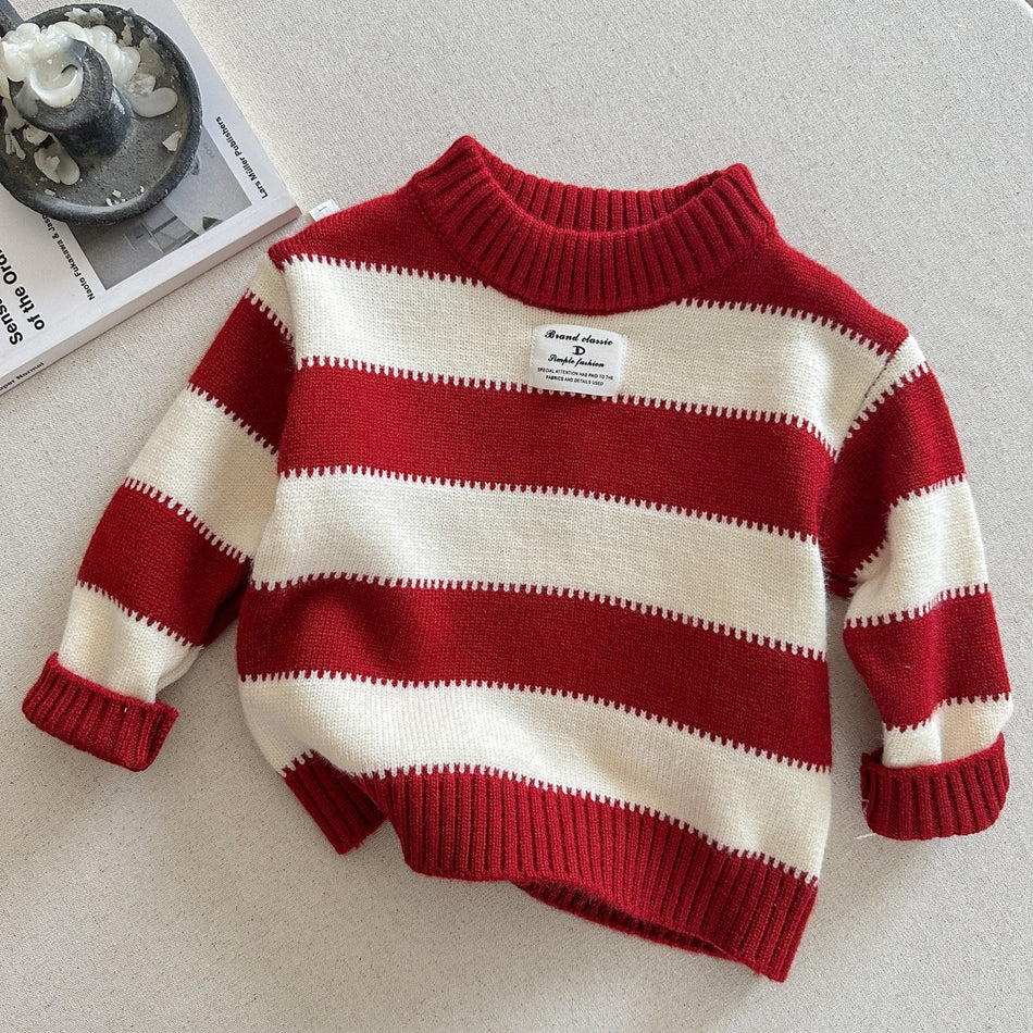 Striped Cotton Sweater for Kids, Thickened Pullover