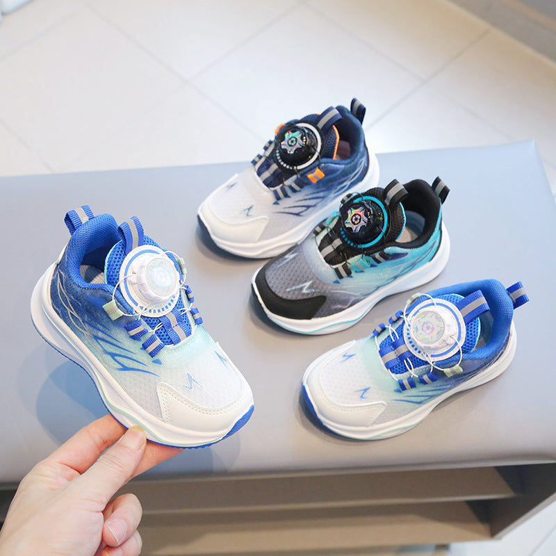 Rotating Buckle Sneakers for Kids, Breathable Mesh