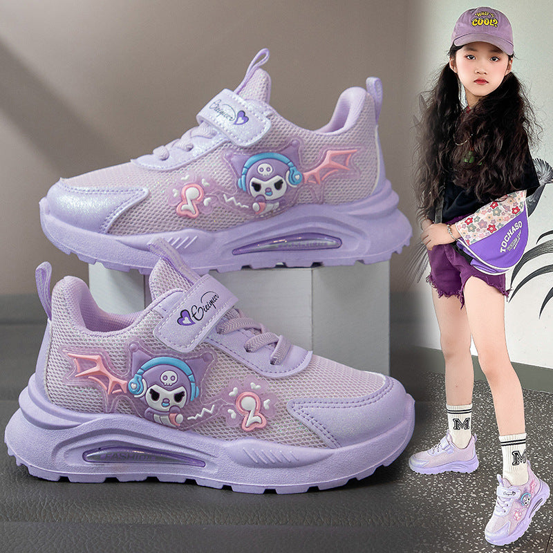 Breathable Double Mesh Sneakers for Girls, Soft Sole
