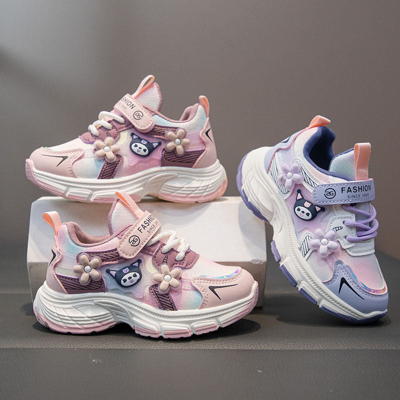 Cartoon Print Dad Shoes for Girls, Soft Sole Design