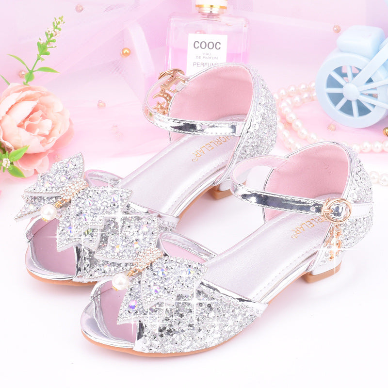 Xiao Le Sequin Princess Sandals, Buckle High Heels