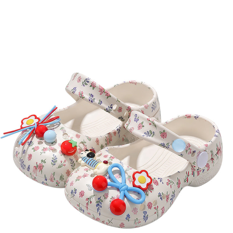 Bennbennpig Hollow Cartoon Clogs, Baotou Closed-Toe Fit