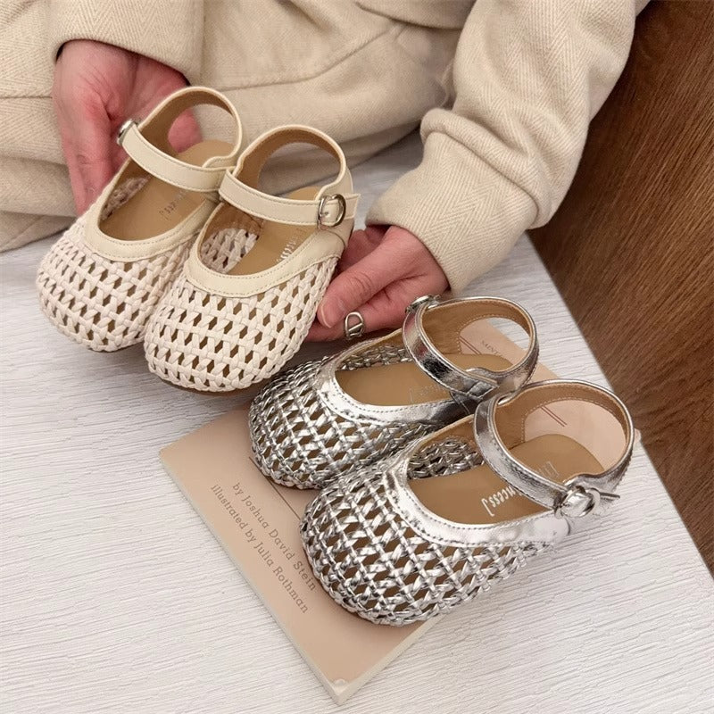 Woven Hollow-Out Closed-Toe Sandals for Baby Girls