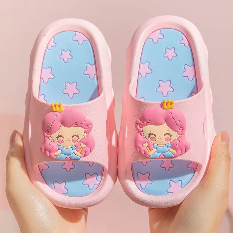 Waterproof Cartoon Girls' Slides with Sequin Detail