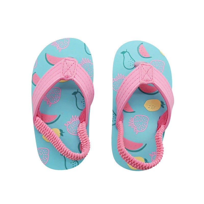 Watermelon Print Girls' Flip-Flops with Elastic Band