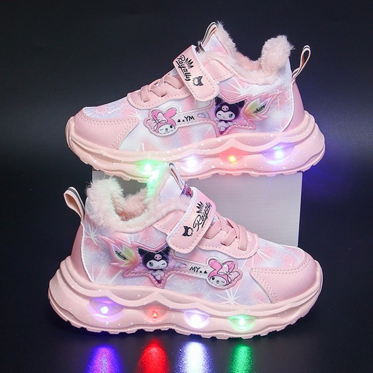 Fleece-Lined Girls' Winter Sneakers with Warm Cotton Lining