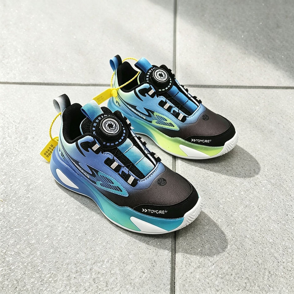 Striped Boys' Running Shoes with Breathable Mesh Upper