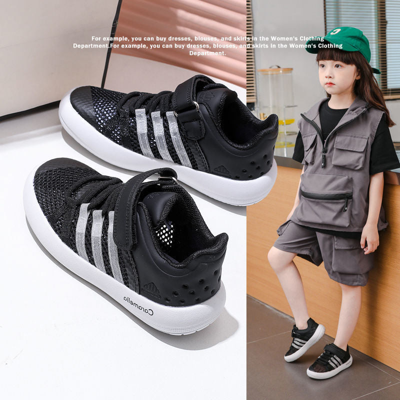 Letter Print Kids' Fly-Woven Sneakers in Single or Double Mesh
