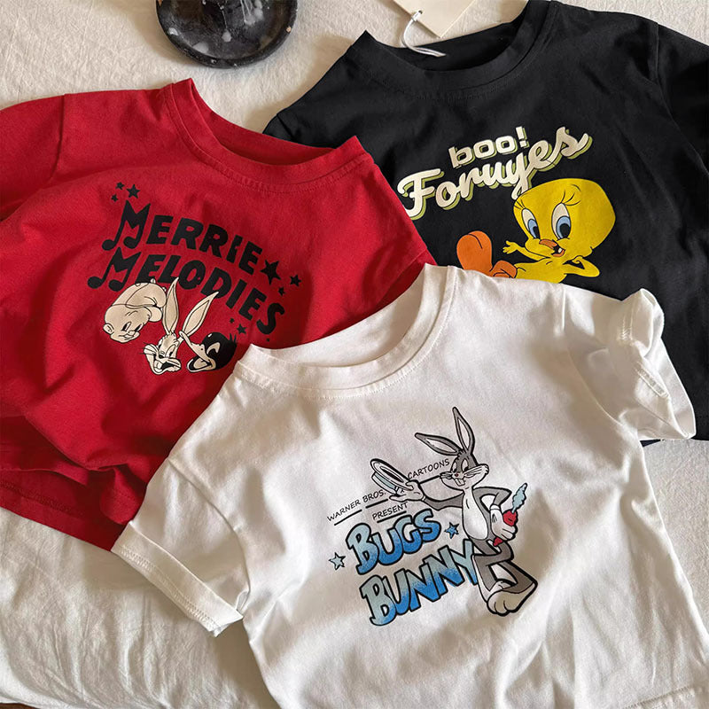 Unisex Kids' 100% Cotton Cartoon Summer T-Shirt