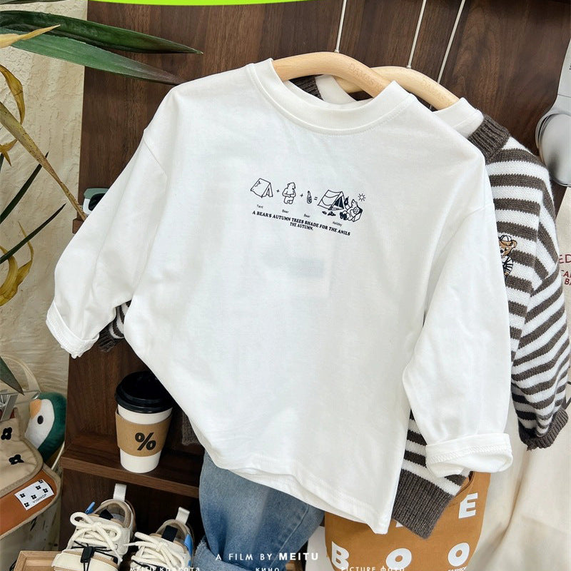 Unisex Kids' 100% Cotton Cartoon Autumn T-Shirt