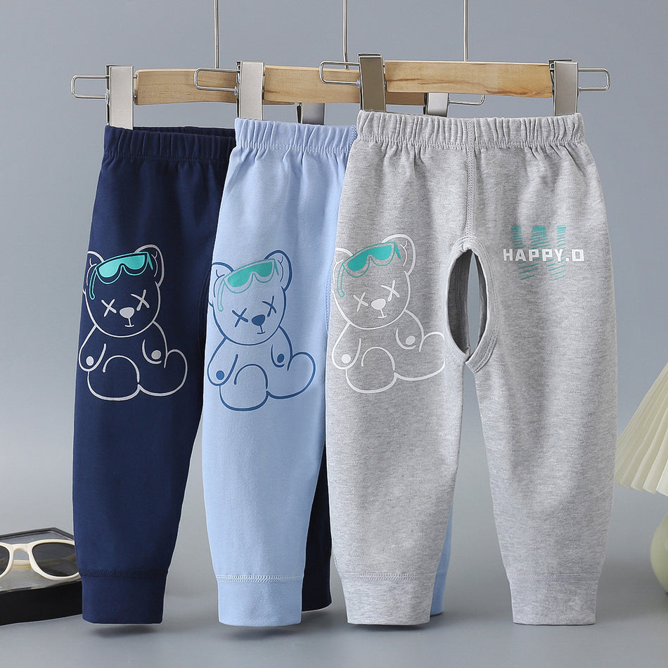 Baby 100% Cotton Open-Crotch Spring Pants