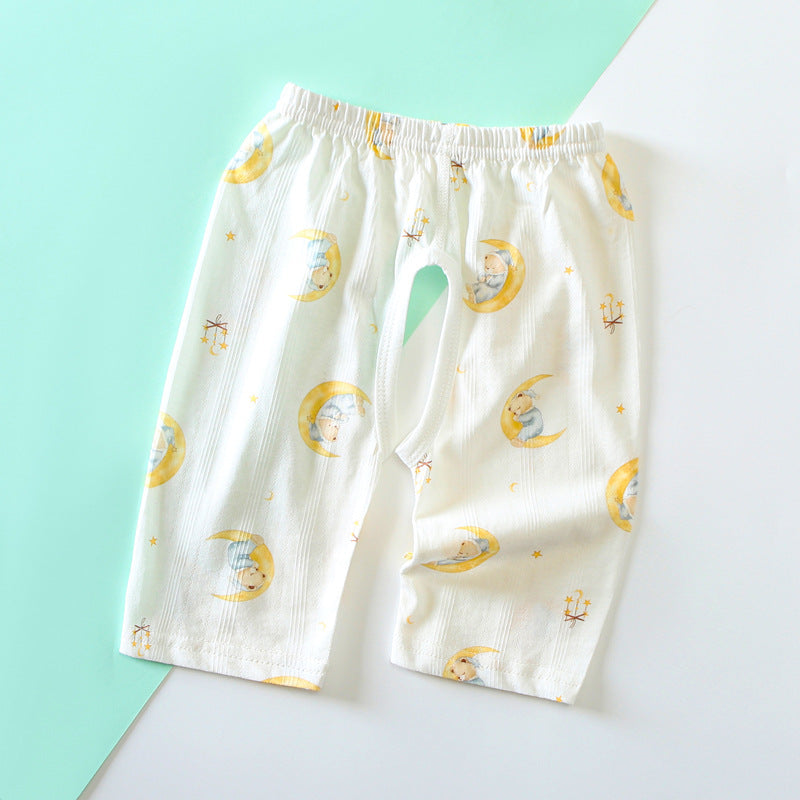 Unisex 100% Cotton Open-Crotch Cropped Pants