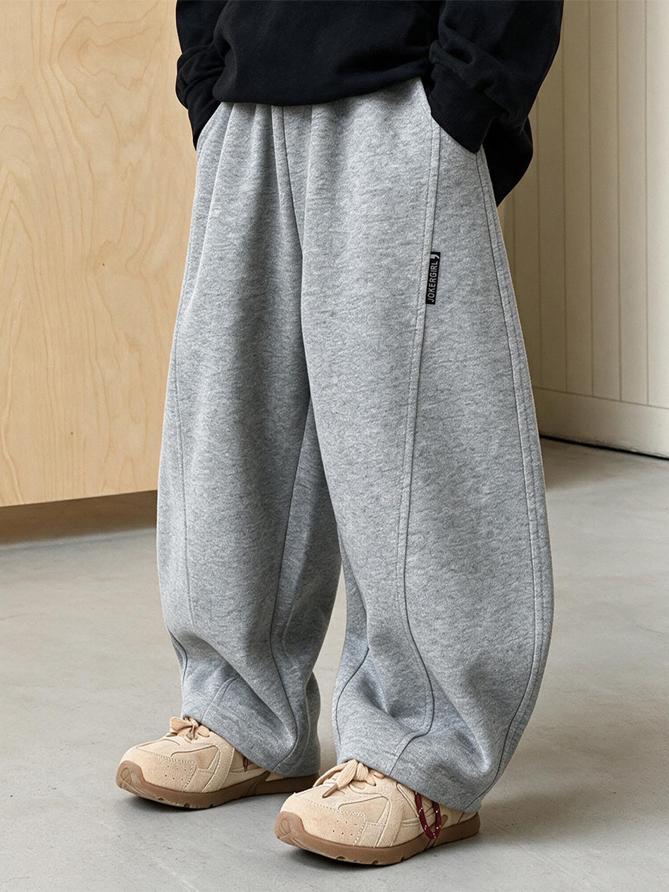 Boys' Cotton Blend Side-Label Curved Sports Pants