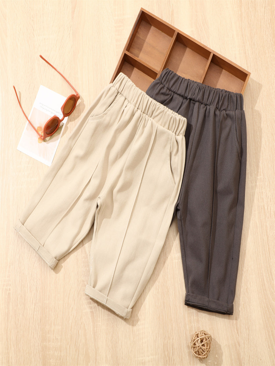 Boys' Woven Cotton High-Waist Patchwork Pants