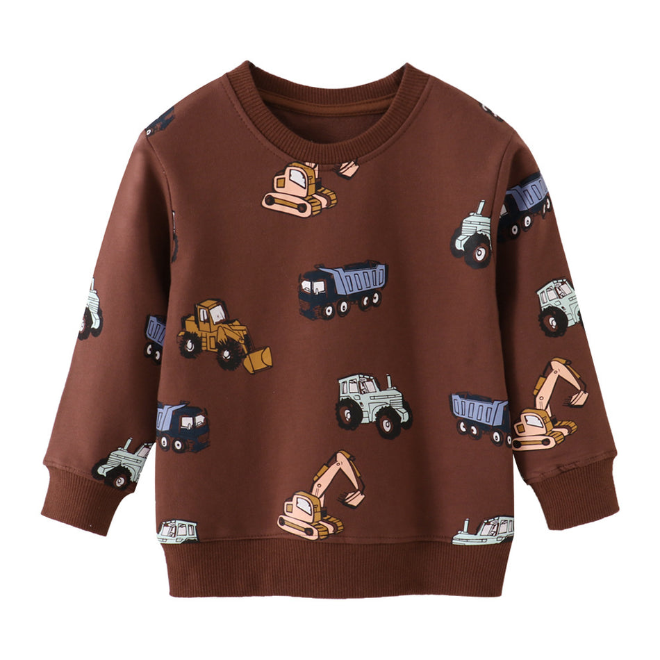 Boys' Cotton Soft Terry Cartoon Pullover Sweatshirt