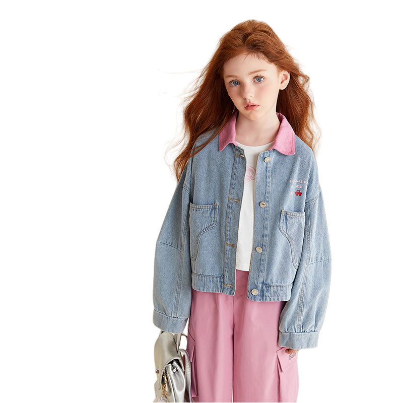 Loose Fit Girls' Denim Jacket in Korean Style