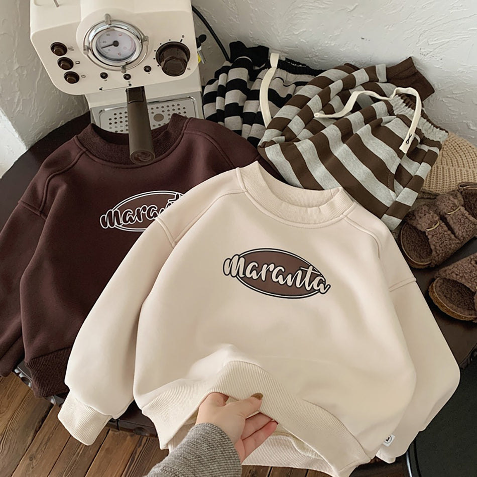 Unisex Cotton Soft Thick Fleece Letter Sweater