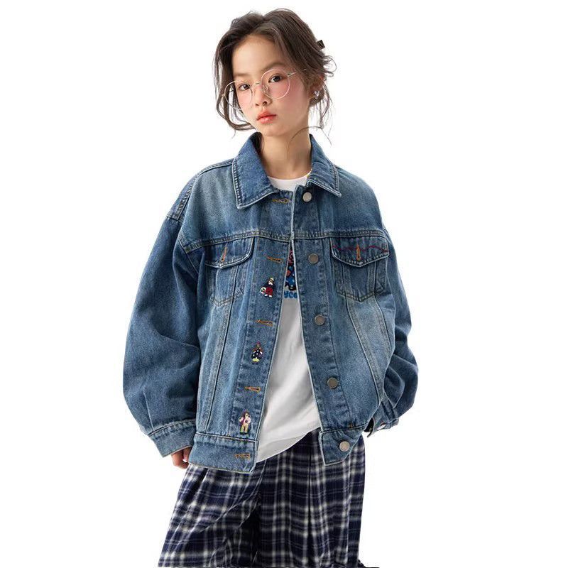 Versatile Girls' Denim Jacket in Soft Cotton Blend