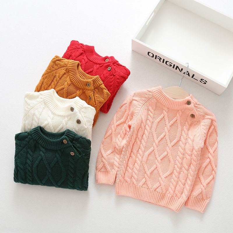 Unisex Soft Twist-Knit Shoulder-Buckle Pullover Sweater