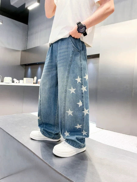 Loose-Fit Kids' Cotton Pants with Curved Leg Design