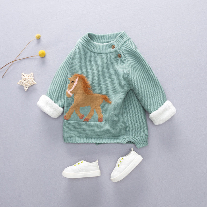 Unisex Soft Thickened Pony Knit Sweater