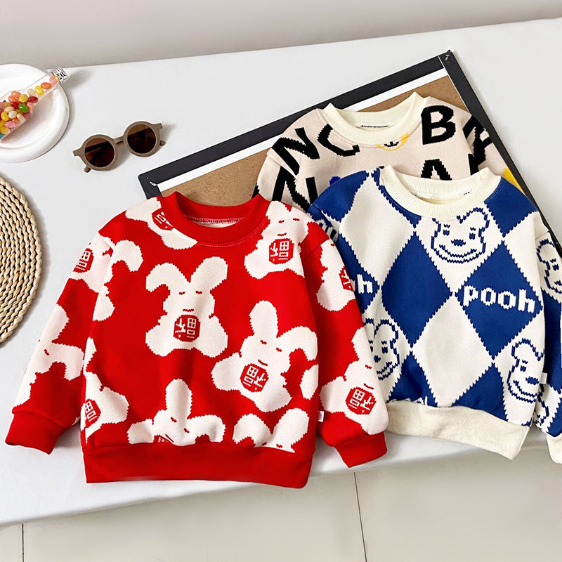 Unisex Soft Fleece-Lined Animal Knit Pullover