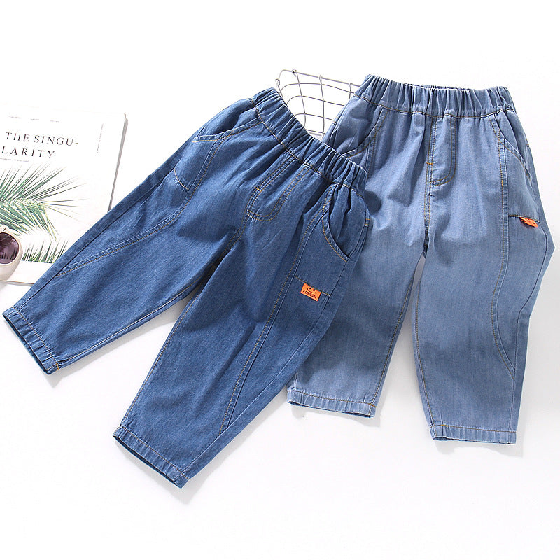 Enzyme-Washed Boys' Denim Anti-Mosquito Pants in Cotton