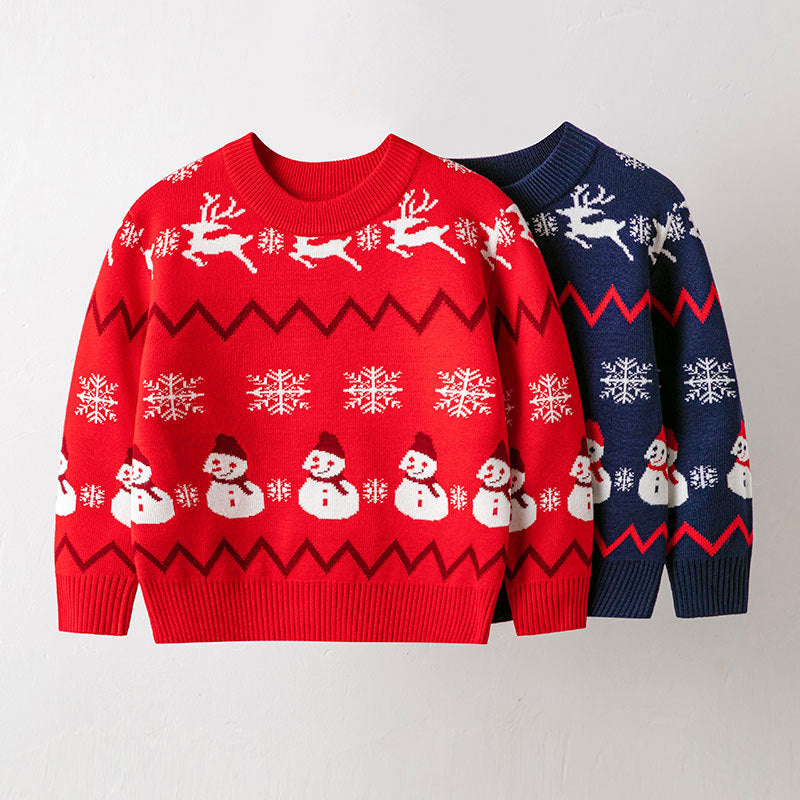 Unisex Soft Color-Block Cartoon Sweater