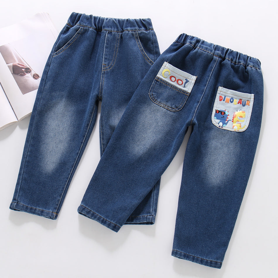 Pocket Detail Straight Jeans for Boys in Versatile Denim