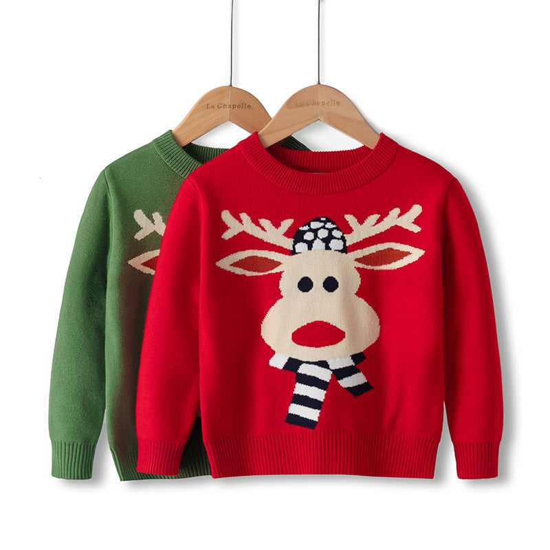 Unisex Soft Scarf Deer Graphic Crew Sweater