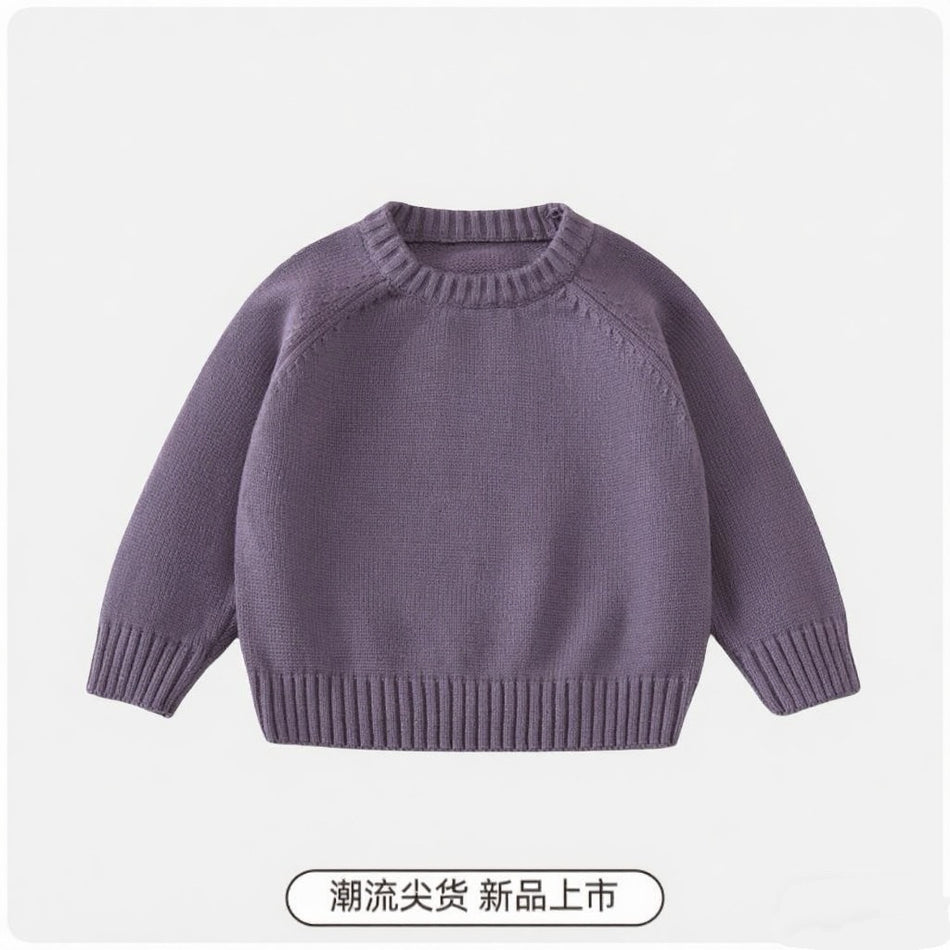 Unisex 100% Cotton Thickened Knit Crew Sweater