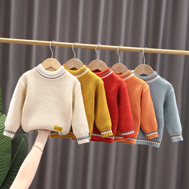 Unisex Soft Loose Solid Crewneck Knit Sweater