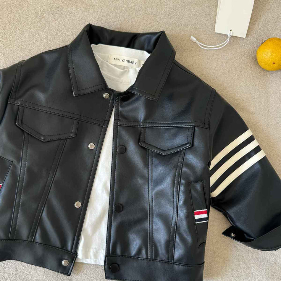 Boys' Soft Polyester Lapel Single-Breasted Jacket