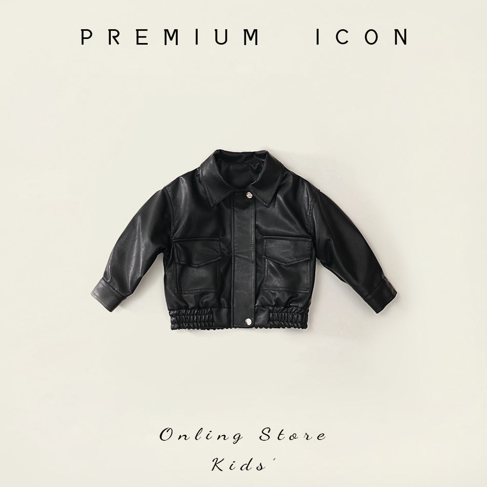 Unisex Soft Leather Lapel Zipper Jacket