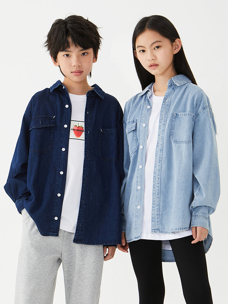 Street Style Denim Shirt Jacket in 100% Cotton