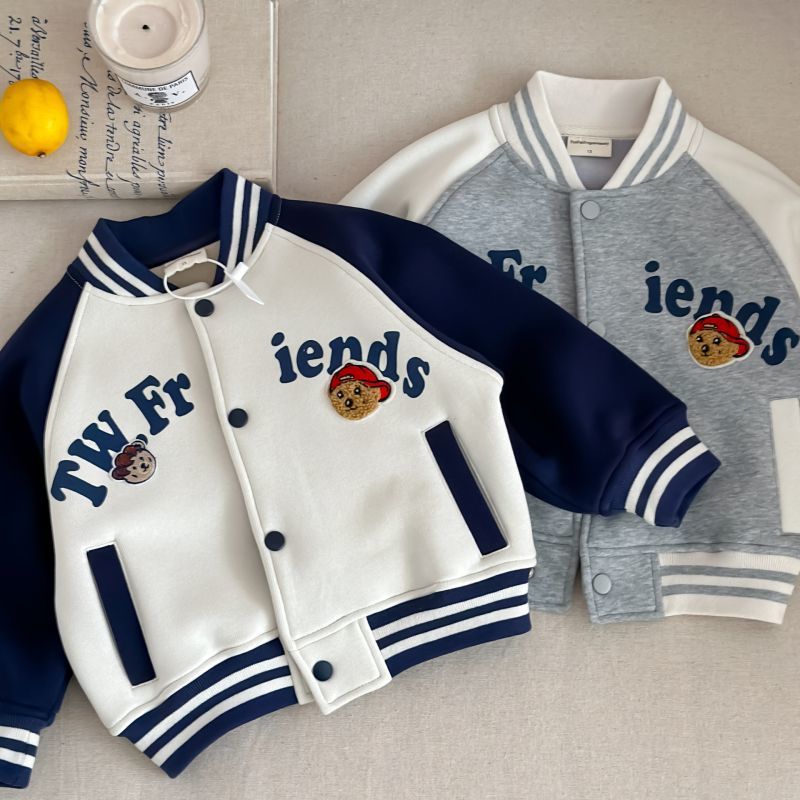 Unisex Cotton Round Neck Cartoon Zipper Jacket