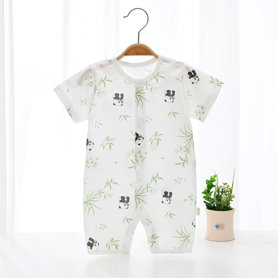 Unisex Pure Cotton Short-Sleeve Baby Jumpsuit
