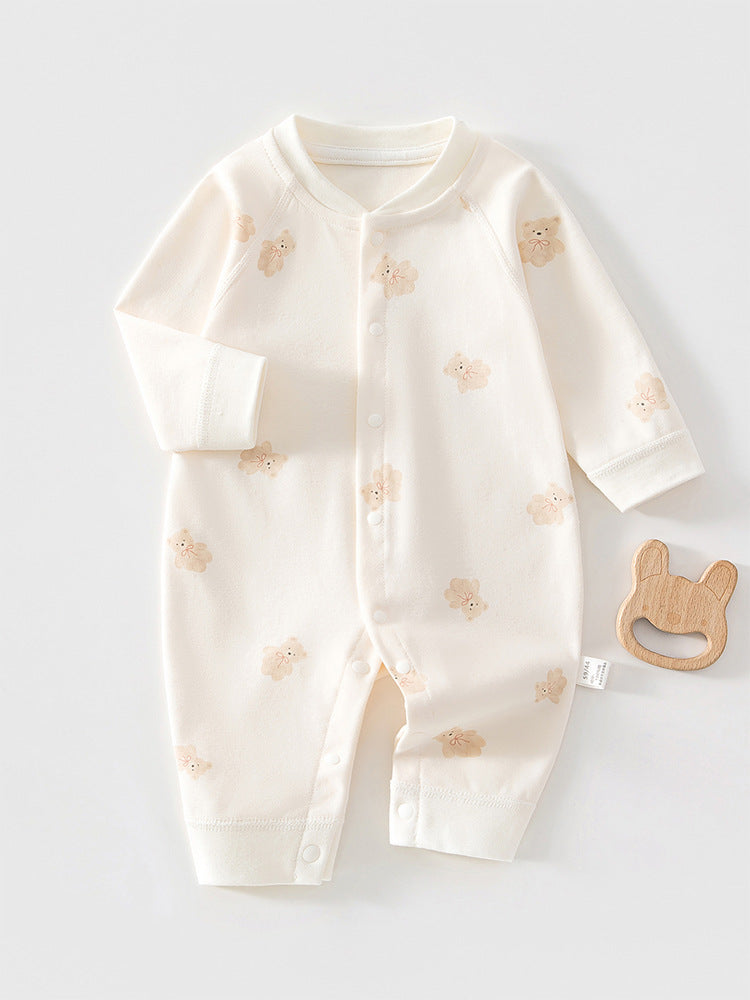 Unisex Cotton Single-Breasted Baby Jumpsuit