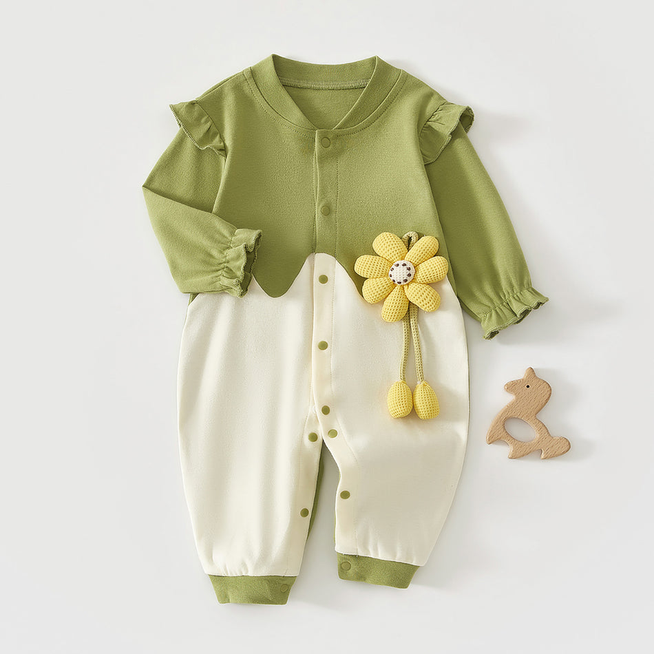 Baby Girls' Pure Cotton Puff Sleeve Jumpsuit