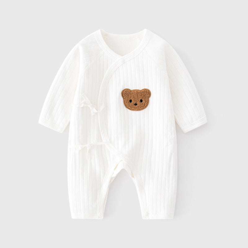 Unisex Cotton Boneless Slant-Placket Baby Jumpsuit