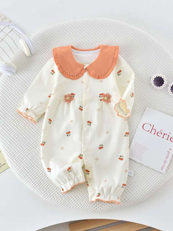 Baby Girls' Cotton Boneless Cherry Jumpsuit