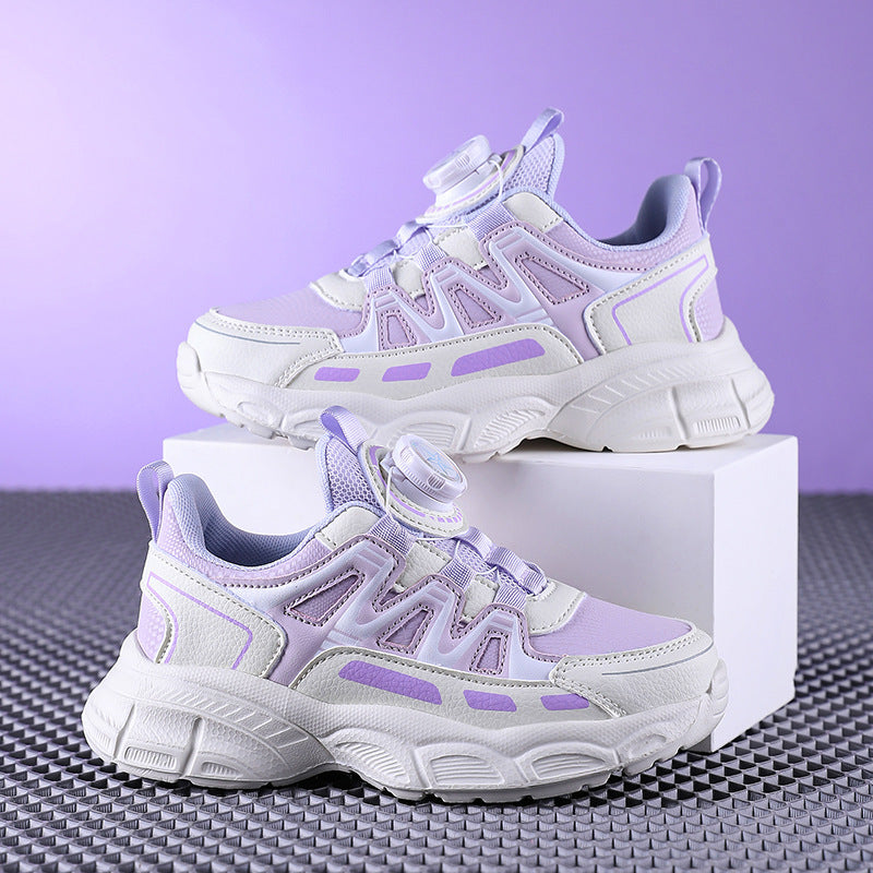 Unisex Kids' Rotary-Button Thick-Sole Running Shoes