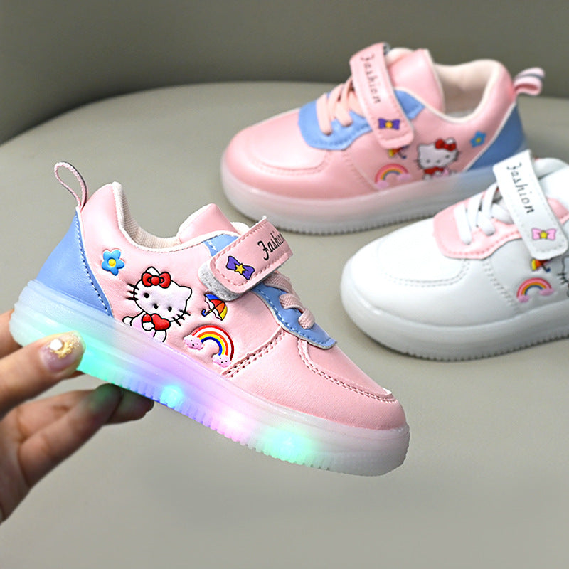 Light-Up Toddler Girls Shoes with Non-Slip TPR Sole and Velcro