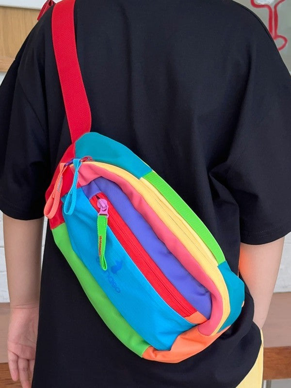 Boys' Color-Block Nylon Crossbody Chest Bag