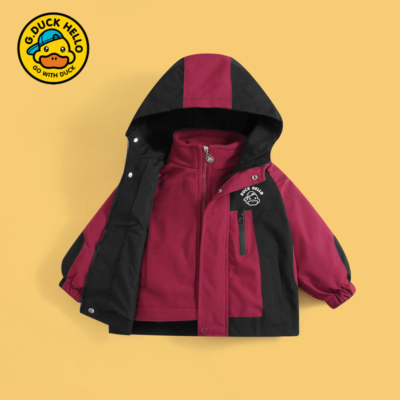 Boys' Waterproof Windproof Two-Piece Fleece Jacket