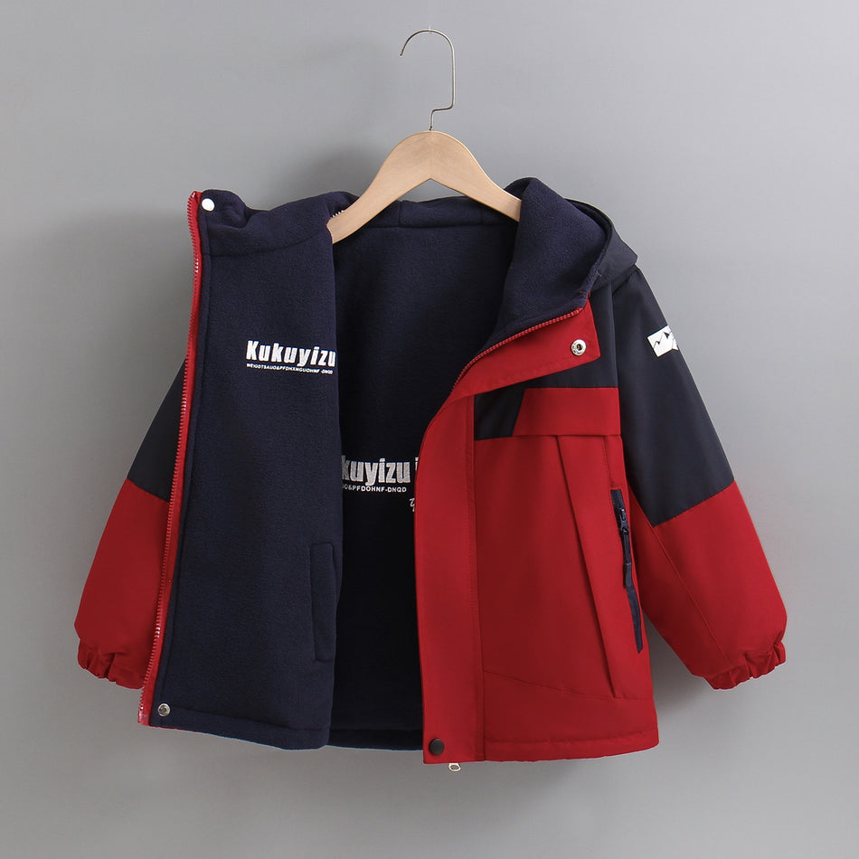 Boys' Thermal Reversible Hooded Pullover Jacket